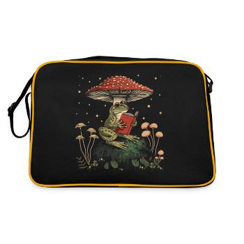 Cottagecore Aesthetic Frog Reading Book Mushroom Witch - Retro Bag - black/gold - Back