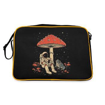 Cottagecore Aesthetic Astronaut Frog Mushroom Witc - Retro Bag - black/gold - Back