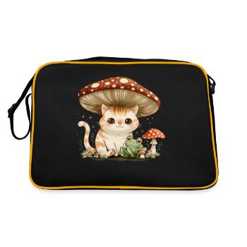 Cottagecore Esthétique Kawaii Chat Grenouille Champignon W - Sac Retro - noir/or - Dos