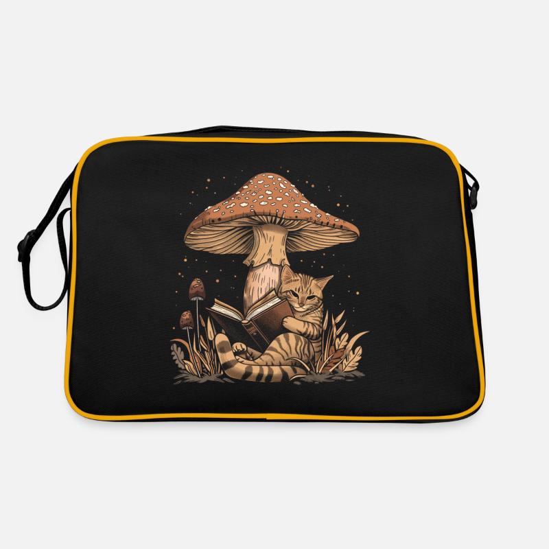 Cottagecore esthétique chat lecture livre champignon sorcière Sac Retro
