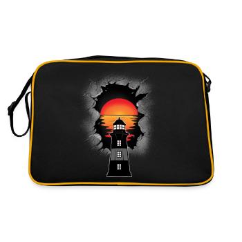 Lighthouse lighthouses maritime sunset - Retro Bag - black/gold - Back