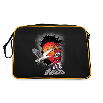 Lighthouse Lighthouses Seagull Seagulls - Retro Bag - black/gold - Back