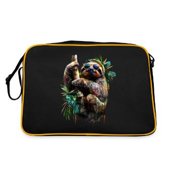 Funny Sloth Art Animal Sloth Wildlife Animals - Retro Bag - black/gold - Back