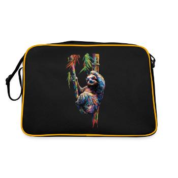 Funny Sloth Art Animal Sloth Wildlife Animals - Retro Bag - black/gold - Back