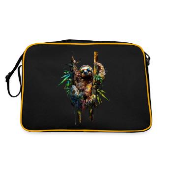 Funny Sloth Art Animal Sloth Wildlife Animals - Retro Bag - black/gold - Back