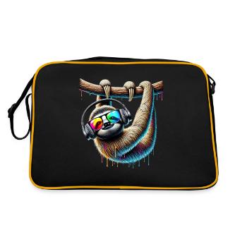Funny Sloth Art Animal Sloth Wildlife Animals - Retro Bag - black/gold - Back