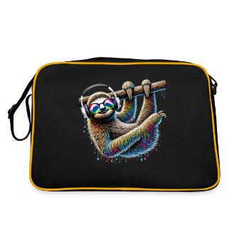 Funny Sloth Art Animal Sloth Wildlife Animals - Retro Bag - black/gold - Back