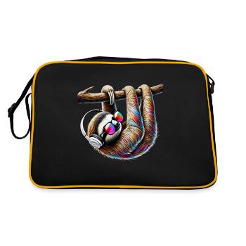 Funny Sloth Art Animal Sloth Wildlife Animals - Retro Bag - black/gold - Back