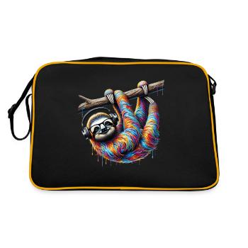 Funny Sloth Art Animal Sloth Wildlife Animals - Retro Bag - black/gold - Back