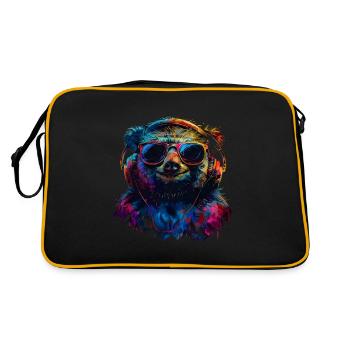 Funny Sloth Art Animal Sloth Wildlife Animals - Retro Bag - black/gold - Back
