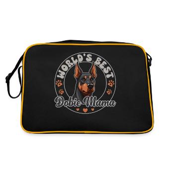 Doberman Pinscher Dog Dobie Mama - Retro Bag - black/gold - Back