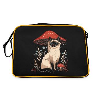 Cottagecore esthétique Chat siamois champignon wit - Sac Retro - noir/or - Dos