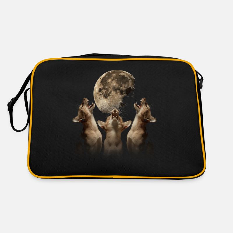 Abyssinian Cat Howling Moon Retro Bag