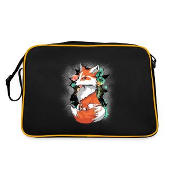 Fuchs Füchsin Kinder Kind Märchen Füchse - Retro Tasche - Schwarz/Gold - Hinten