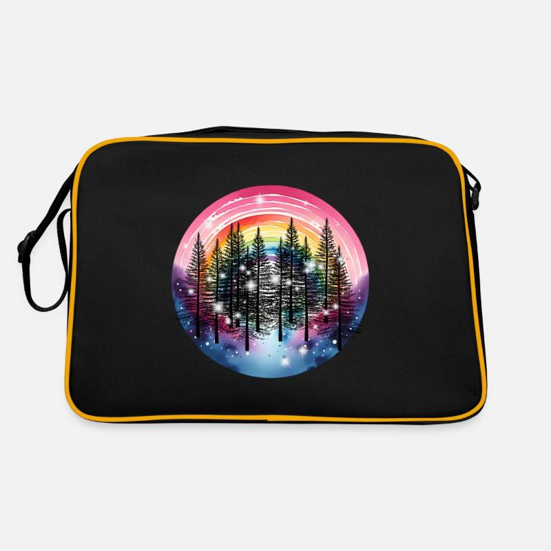 Fir Trees Forest Nature Rainbow Mystical Retro Bag