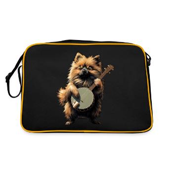 Keeshond Dog Joueur de banjo bluegrass - Sac Retro - noir/or - Dos