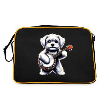 Chien maltais Joueur de banjo bluegrass - Sac Retro - noir/or - Dos