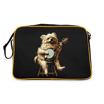 Chien maltais Joueur de banjo bluegrass - Sac Retro - noir/or - Dos