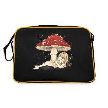 Cottagecore Ästhetische schlafende Fee Pilz Witchy - Retro Tasche - Schwarz/Gold - Hinten