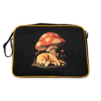 Cottagecore Aesthetic Sleeping Dog Mushroom Witchy - Retro Bag - black/gold - Back
