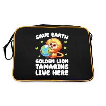 Save the Earth Yellow lion tamarins live here - Retro Bag - black/gold - Back