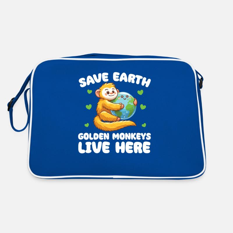 Save the Earth Golden monkeys live here Earth Retro Bag