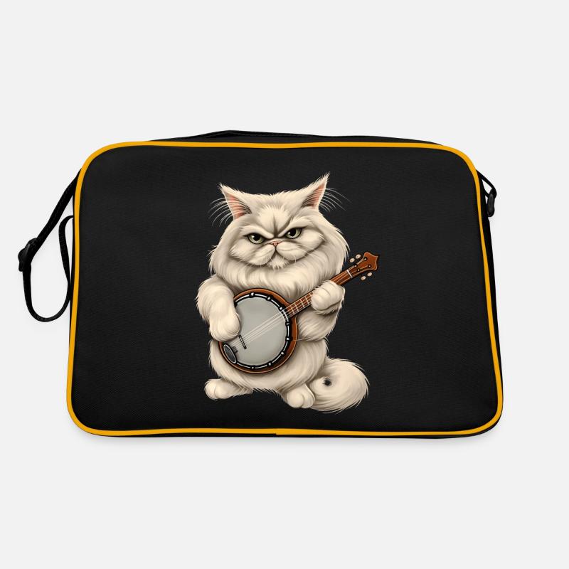Persische Katze Bluegrass Banjo Spieler Retro Tasche