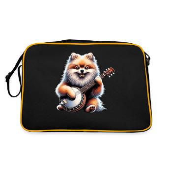 Chien de Poméranie Joueur de Banjo Bluegrass - Sac Retro - noir/or - Dos