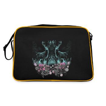 Deer Deer Wild Flowers Nature Forest Animals Roebuck - Retro Bag - black/gold - Back