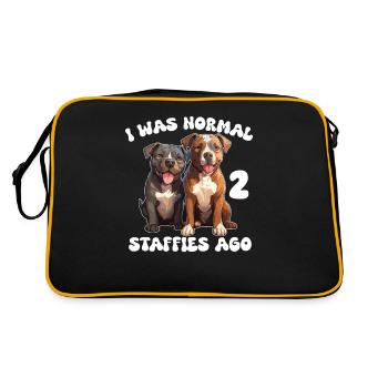 Staffordshire Bull Terrier ich war normal vor 2 - Retro Tasche - Schwarz/Gold - Hinten