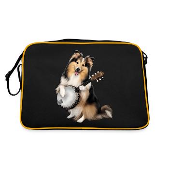 Shetland Sheepdogs Chien Bluegrass Joueur de banjo - Sac Retro - noir/or - Dos