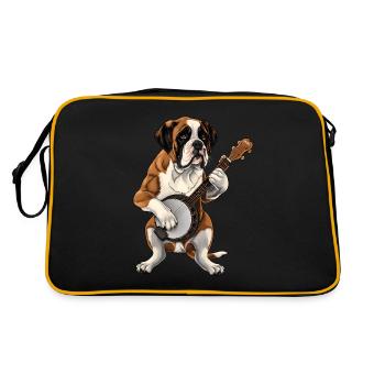 St. Bernard Dog Joueur de banjo bluegrass - Sac Retro - noir/or - Dos