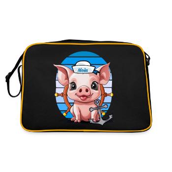 Cochon Marin Timonier Ancre Maritime - Sac Retro - noir/or - Dos