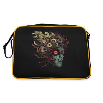 Weirdcore Aesthetics Weird Woman Face Dreamcore Au - Retro Bag - black/gold - Back