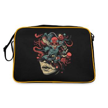 Weirdcore Aesthetics Weird Face Skull Dreamcore - Retro Bag - black/gold - Back