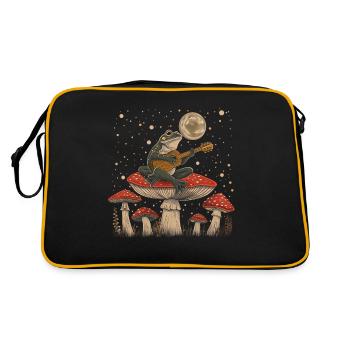 Cottagecore Aesthetic Frog Playing Guitar Pil - Retro Bag - black/gold - Back