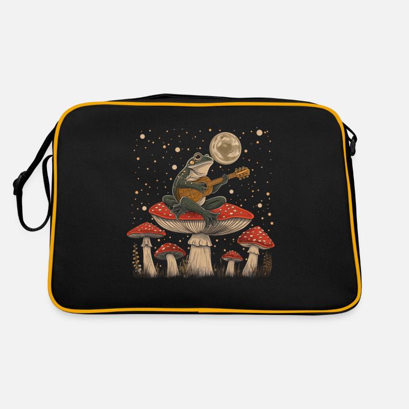 Cottagecore Aesthetic Frog Playing Guitar Pil Retro Bag
