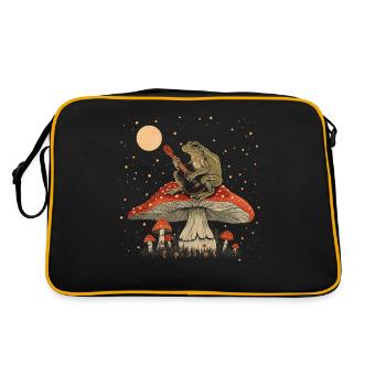 Cottagecore Aesthetic Frog Playing Guitar Pil - Retro Bag - black/gold - Back