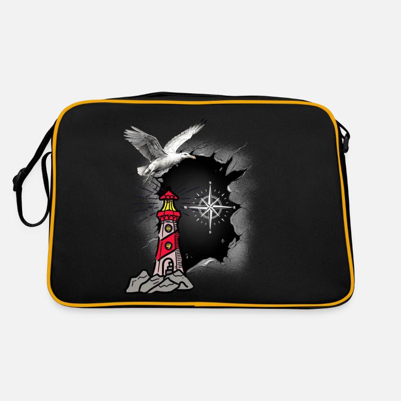 maritim Möwe Kompass Leuchtturm Möwen Retro Tasche