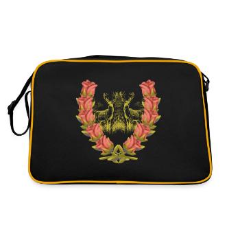 Deer Antlers Red Deer Roses Deer Deer Roebuck - Retro Bag - black/gold - Back
