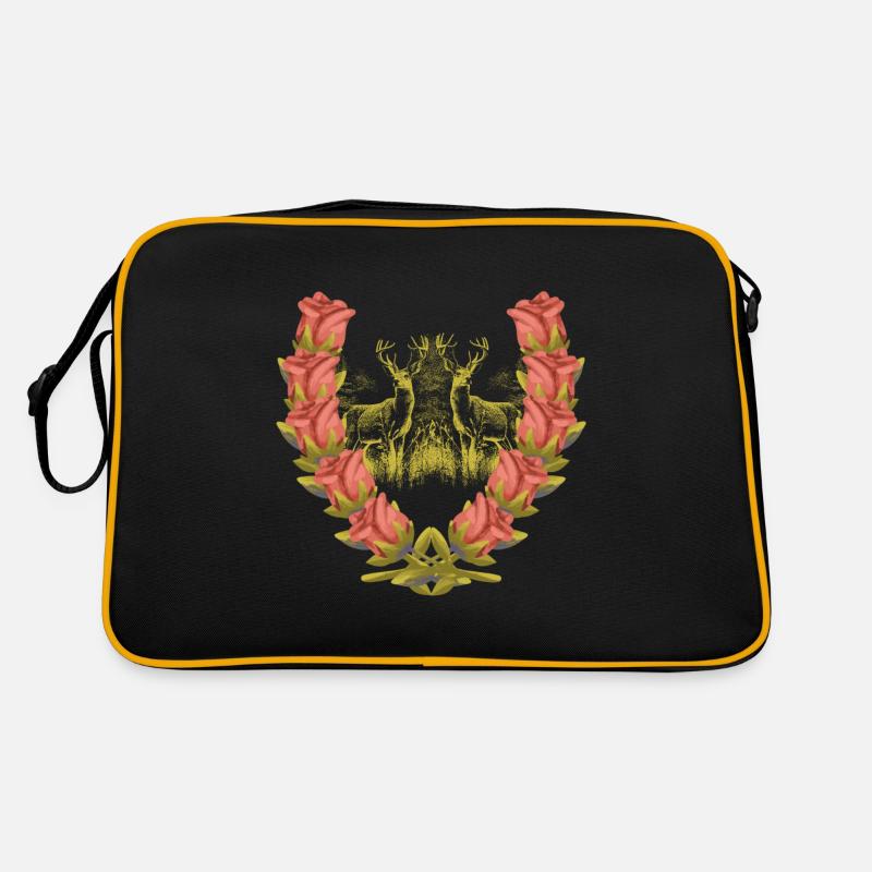 Hirsch Geweih Rotwild Rosen Hirsch Hirsche Rehbock Retro Tasche