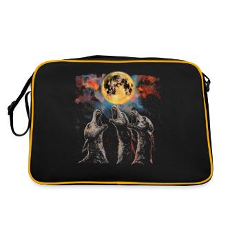 El Chupacabra Krypto Kryptozoologie Heulender Mond - Retro Tasche - Schwarz/Gold - Hinten