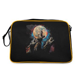 El Chupacabra Krypto Kryptozoologie Heulender Mond - Retro Tasche - Schwarz/Gold - Hinten