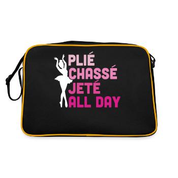 Ballerina Balletttänzerin Plie Chasse Jete All Day - Retro Tasche - Schwarz/Gold - Hinten