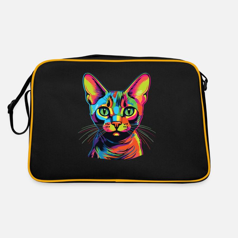 Katze Wasserfarben bunte Abessinierkatze Retro Tasche