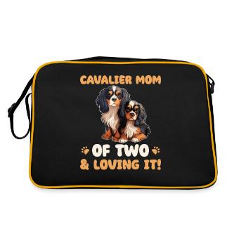 Cavalier King Charles Spaniel Cavalier Mom of two - Retro Tasche - Schwarz/Gold - Hinten