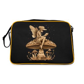 Cottagecore Aesthetic Fairy Book Mushroom Witch Fairyc - Retro Bag - black/gold - Back