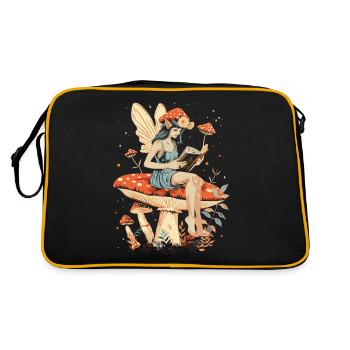 Cottagecore Aesthetic Fairy Book Mushroom Witch Fairyc - Retro Bag - black/gold - Back