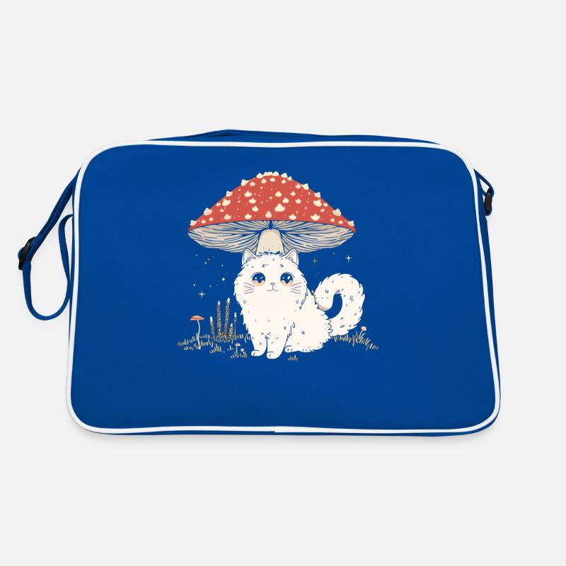 Cottagecore Esthétique Mignon Chat Blanc Champignon Sac Retro