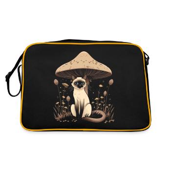 Cottagecore esthétique Chat siamois champignon wit - Sac Retro - noir/or - Dos